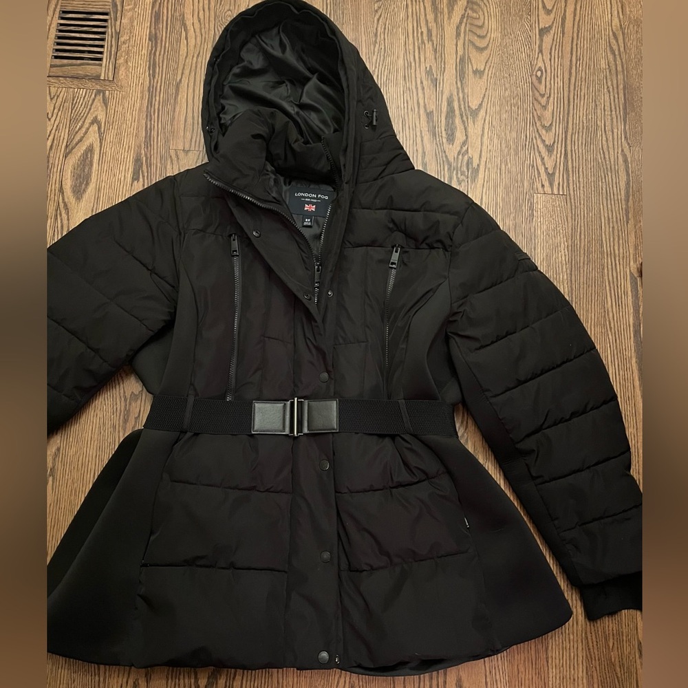 London Fog Women's Black Hooded Puffer Jacket